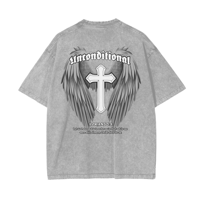 UNCONDITIONAL 002 "DIVINITY" Acid Wash Oversized Graphic Tee