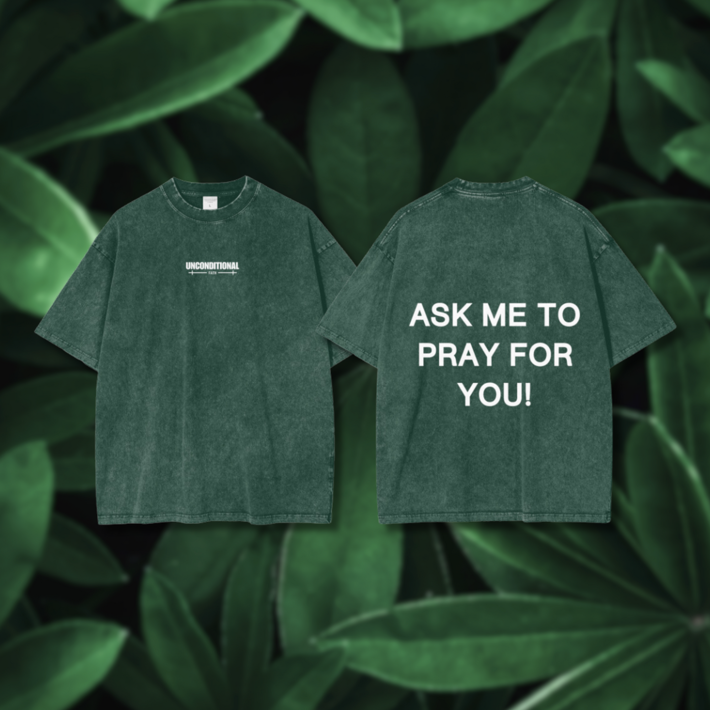 UNCONDITIONAL 004 "FAITH" Acid Wash Oversized Graphic Tee (PRAY)