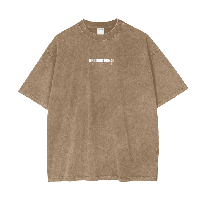 UNCONDITIONAL 004 "FAITH" Acid Wash Oversized Graphic Tee (PRAY)