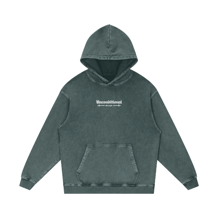 UNCONDITIONAL 005 "STRENGTH" Acid Wash Hoodie