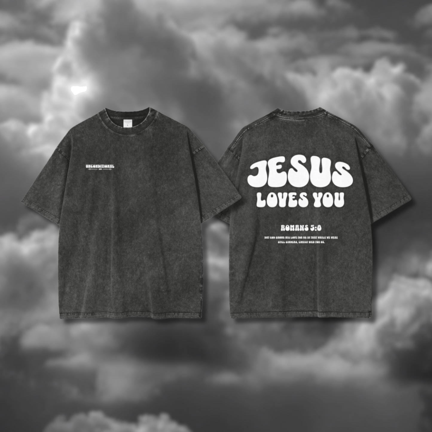 UNCONDITIONAL 003 "LOVE" Acid Wash Oversized Tee