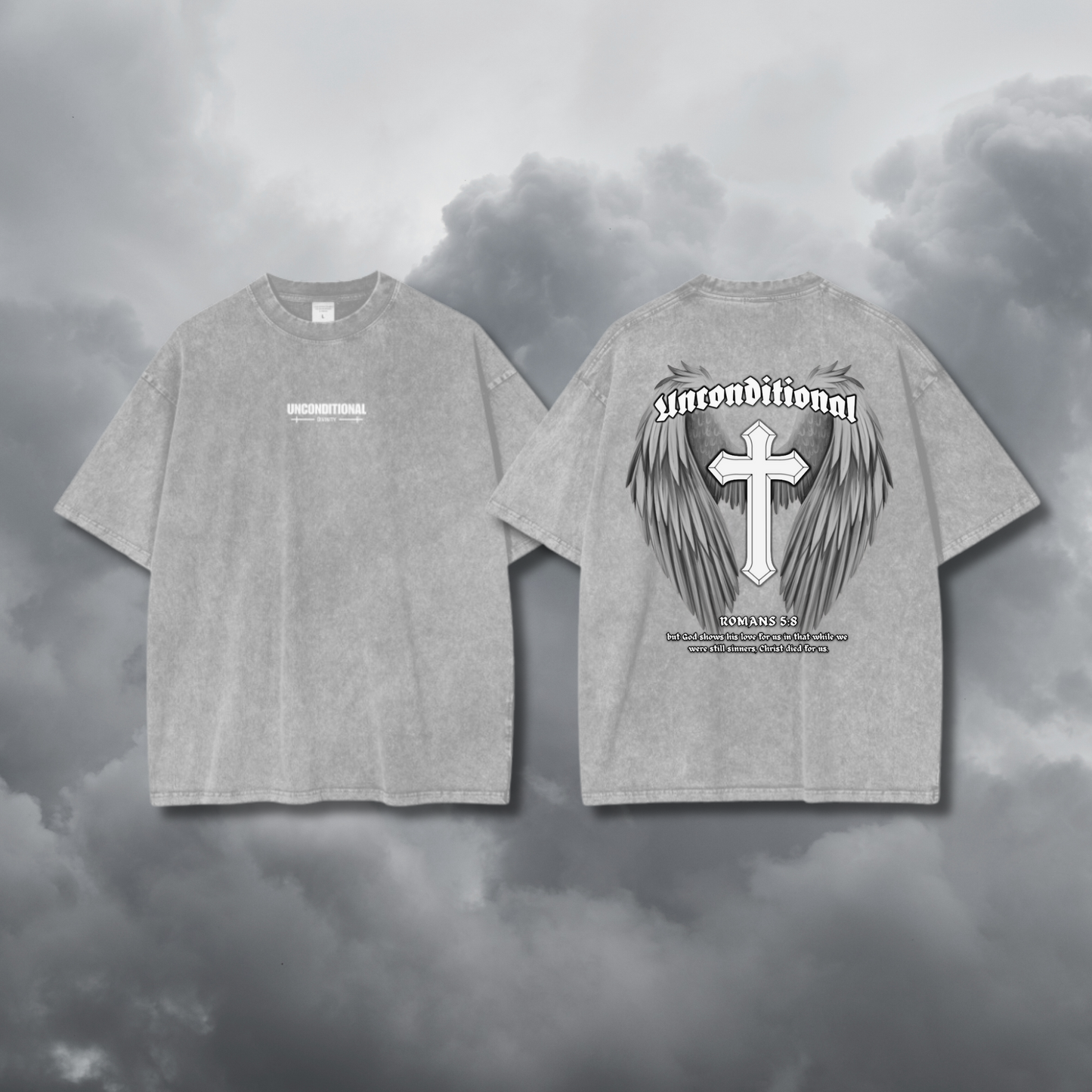 UNCONDITIONAL 002 "DIVINITY" Acid Wash Oversized Graphic Tee