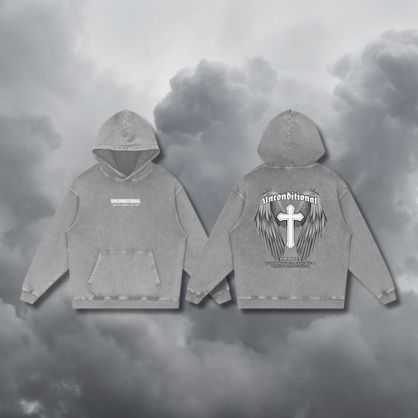 UNCONDITIONAL 002 "DIVINITY" Acid Wash Hoodie