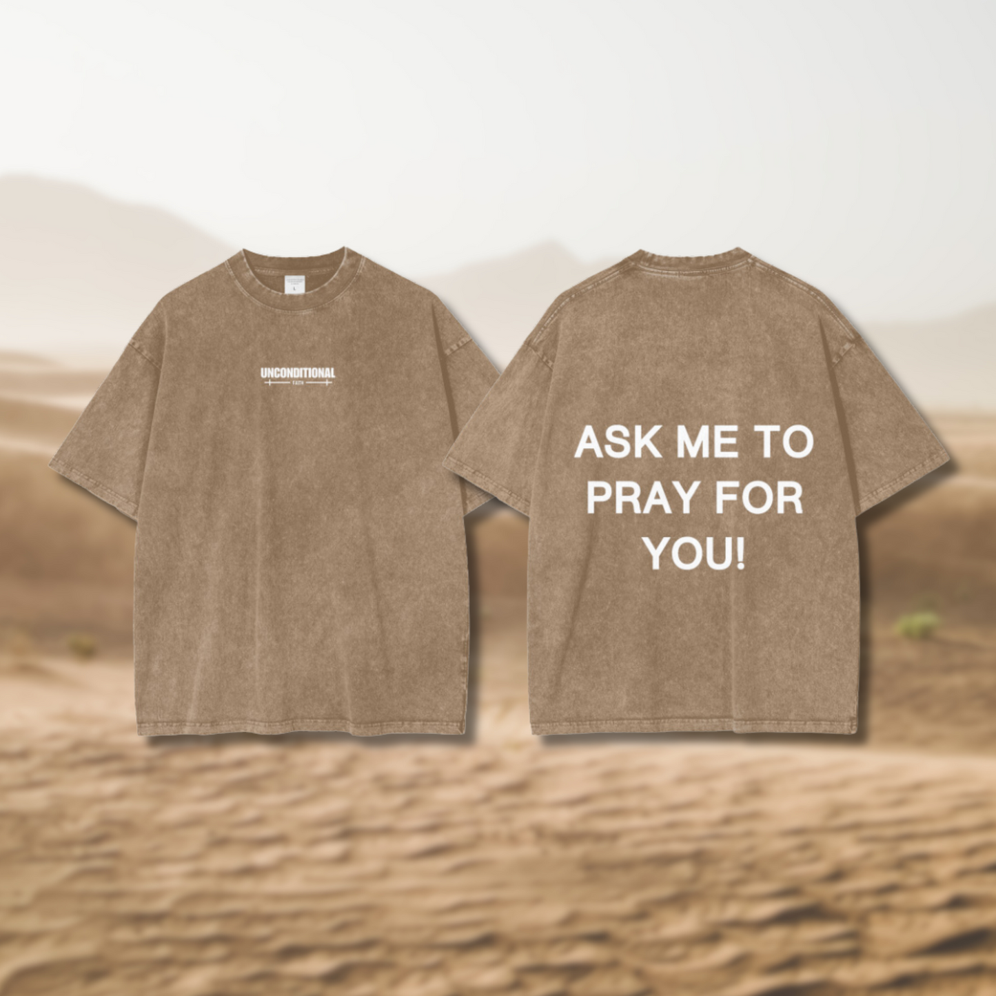 UNCONDITIONAL 004 "FAITH" Acid Wash Oversized Graphic Tee (PRAY)