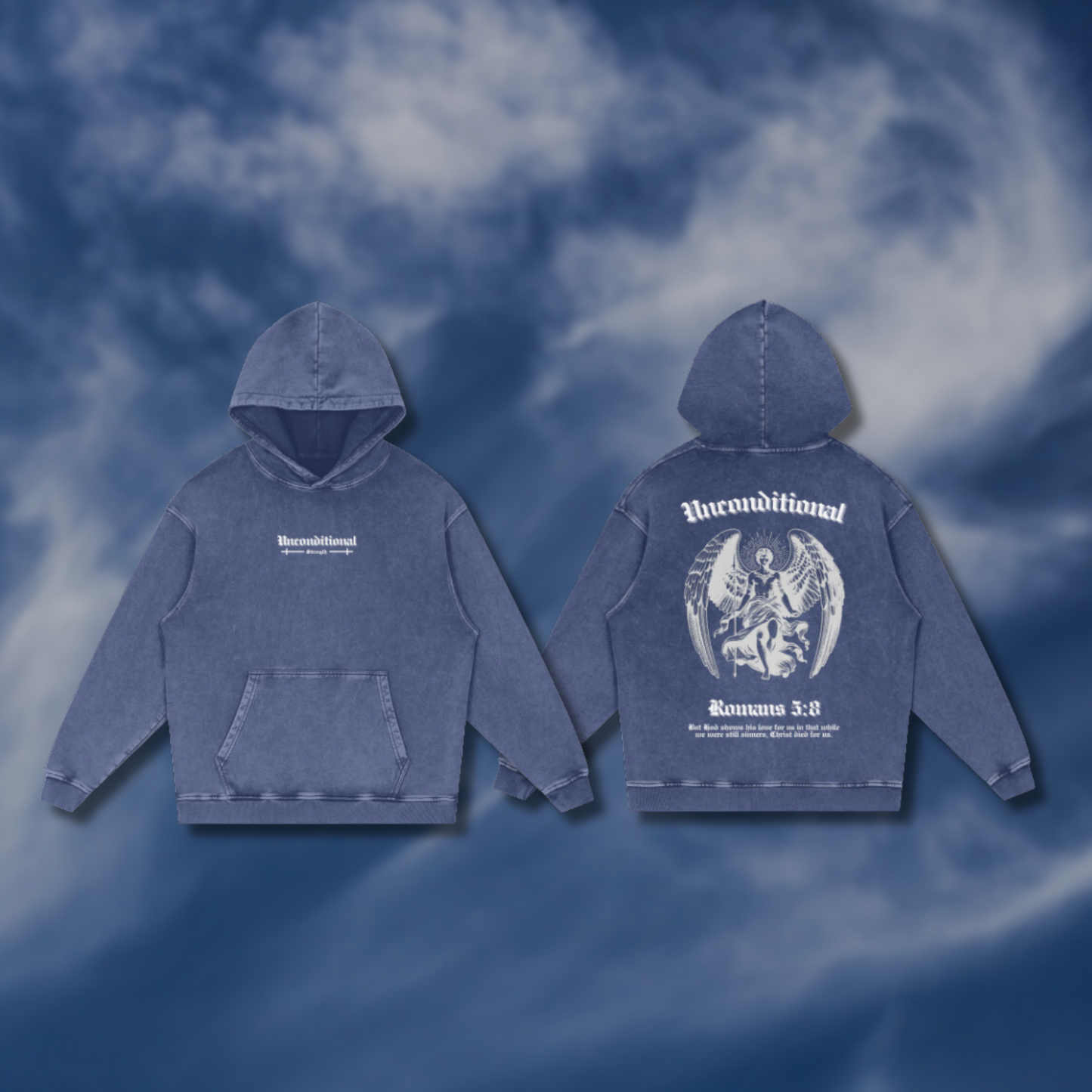 UNCONDITIONAL 005 "STRENGTH" Acid Wash Hoodie