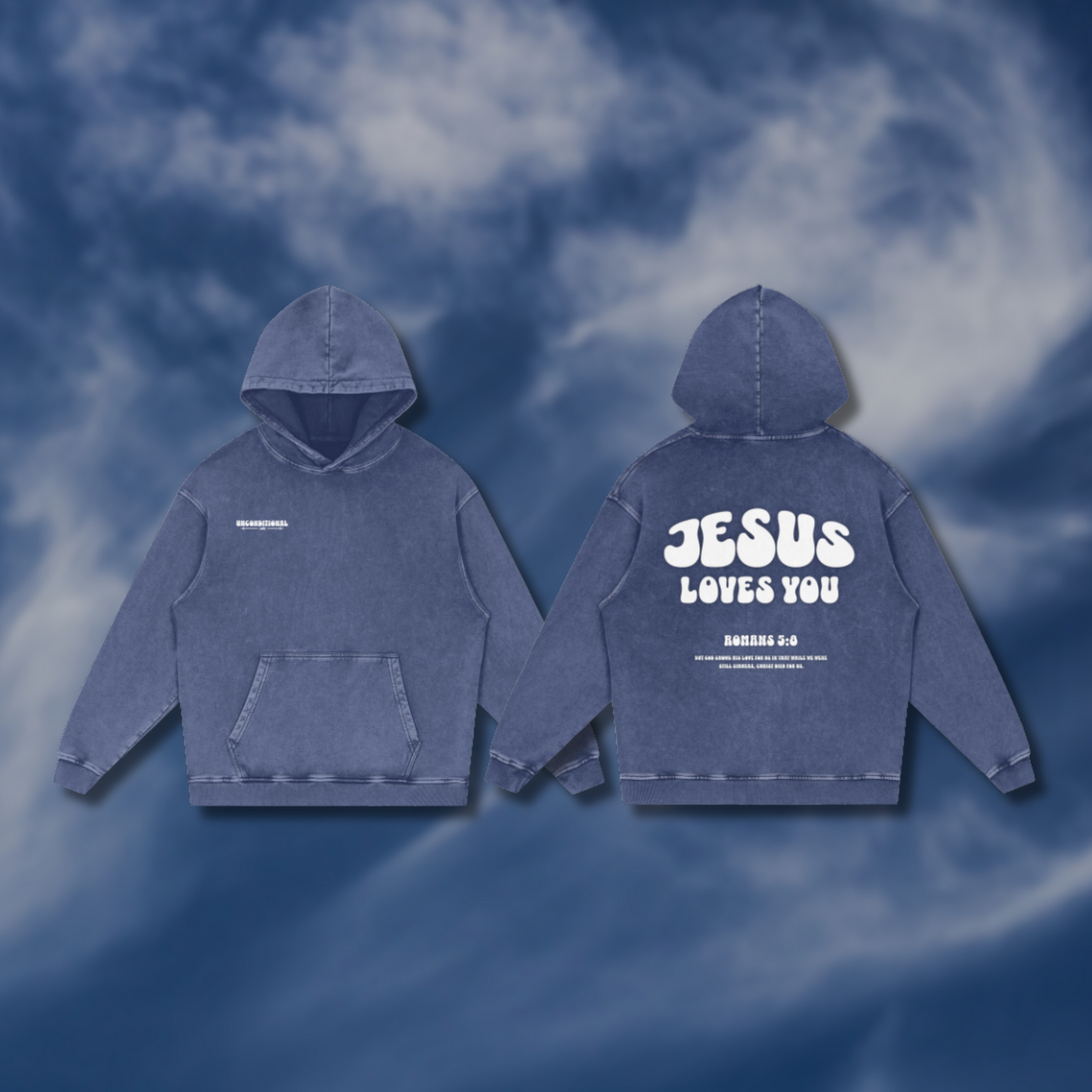 UNCONDITIONAL 003 "LOVE" Acid Wash Hoodie