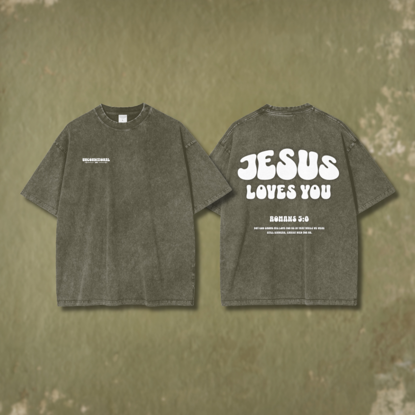 UNCONDITIONAL 003 "LOVE" Acid Wash Oversized Tee