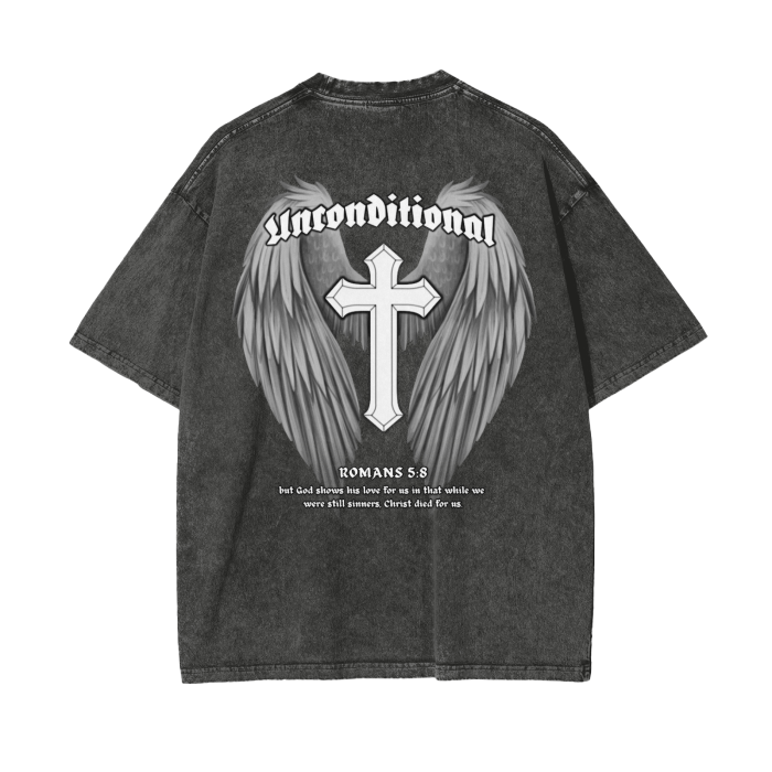 UNCONDITIONAL 002 "DIVINITY" Acid Wash Oversized Graphic Tee