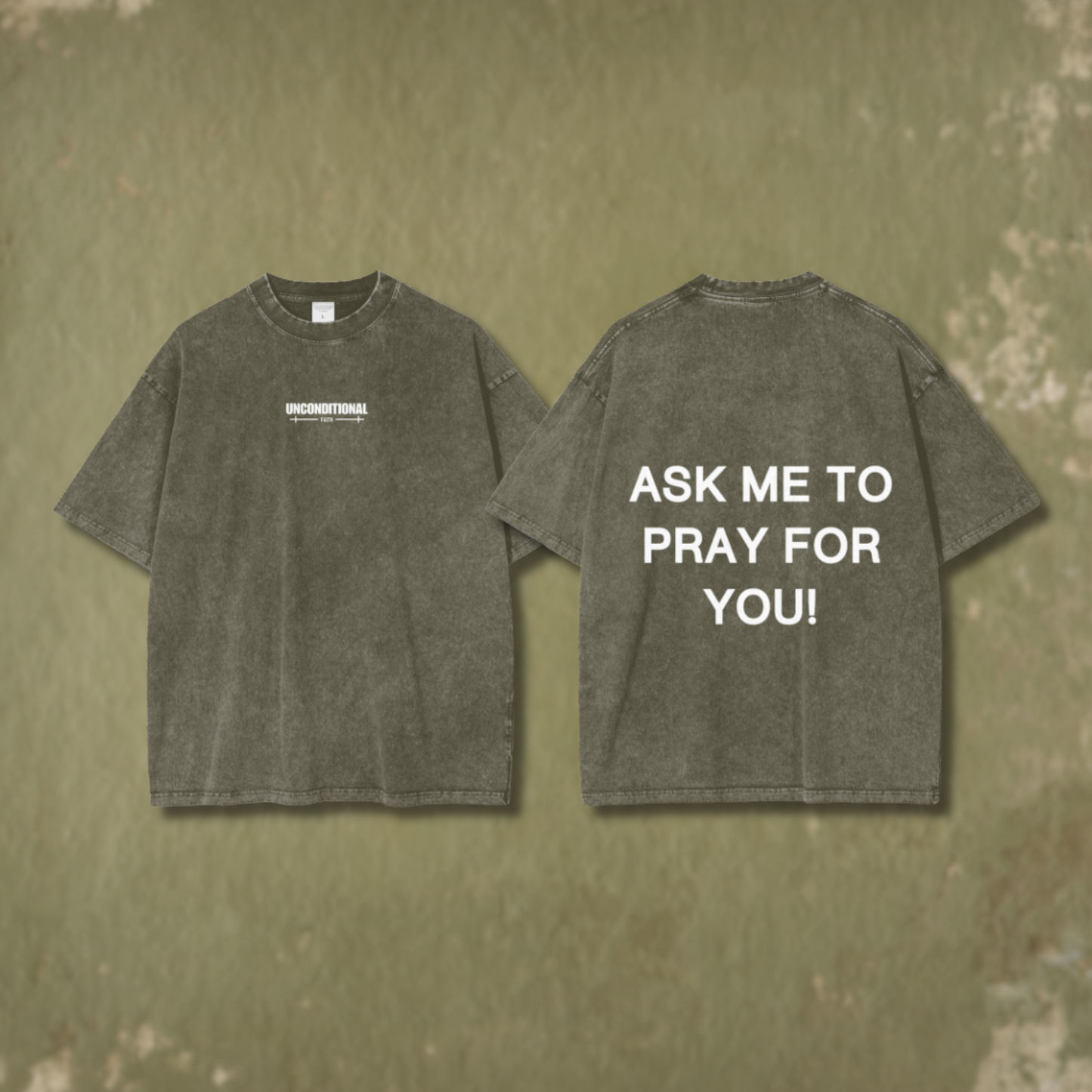 UNCONDITIONAL 004 "FAITH" Acid Wash Oversized Graphic Tee (PRAY)