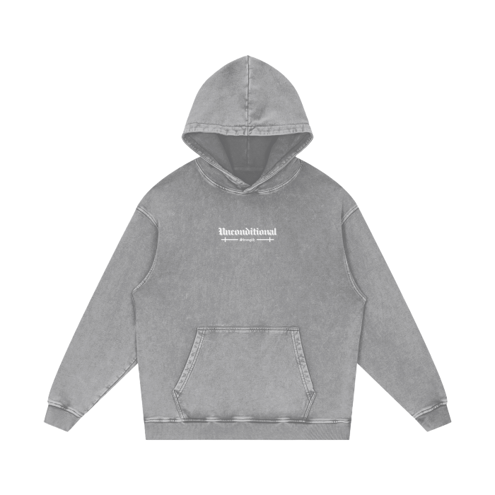 UNCONDITIONAL 005 "STRENGTH" Acid Wash Hoodie