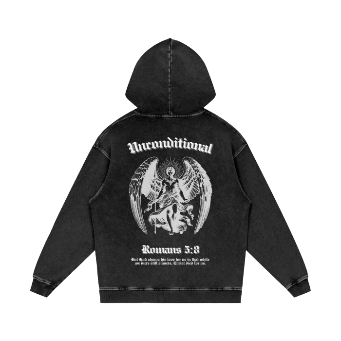 UNCONDITIONAL 005 "STRENGTH" Acid Wash Hoodie