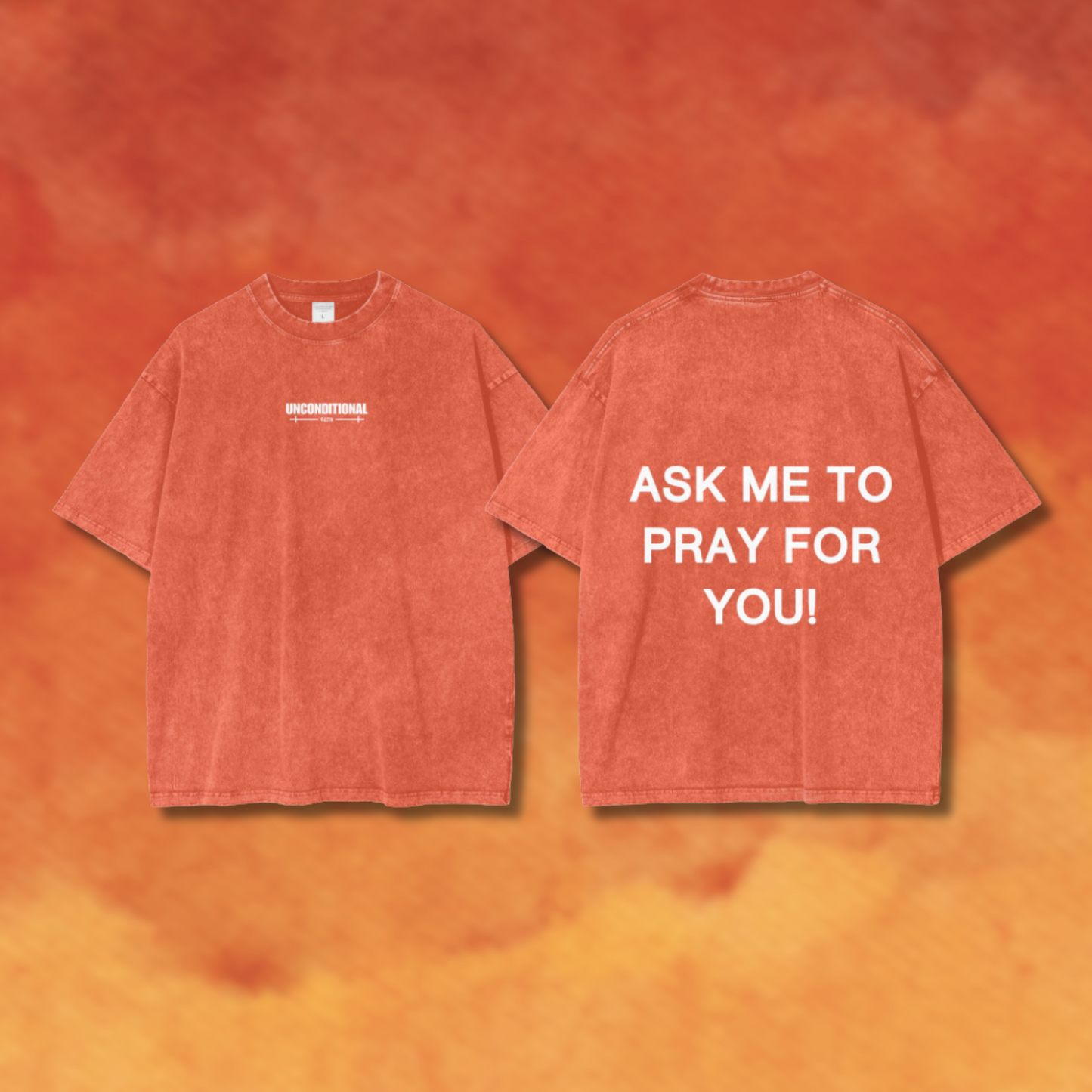 UNCONDITIONAL 004 "FAITH" Acid Wash Oversized Graphic Tee (PRAY)