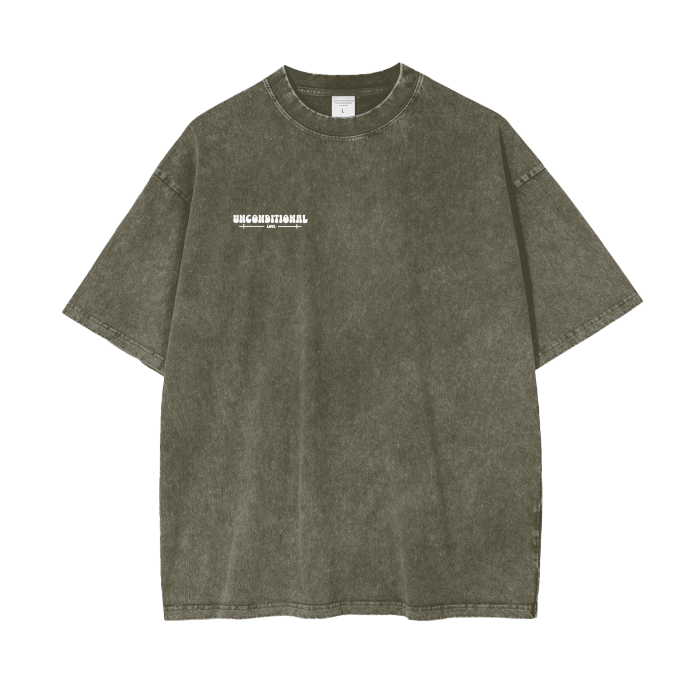 UNCONDITIONAL 003 "LOVE" Acid Wash Oversized Tee