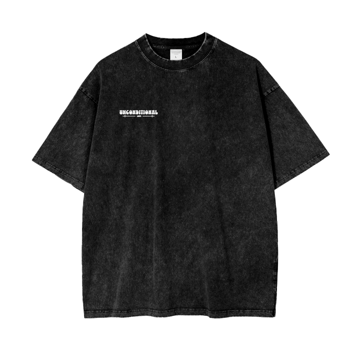 UNCONDITIONAL 003 "LOVE" Acid Wash Oversized Tee