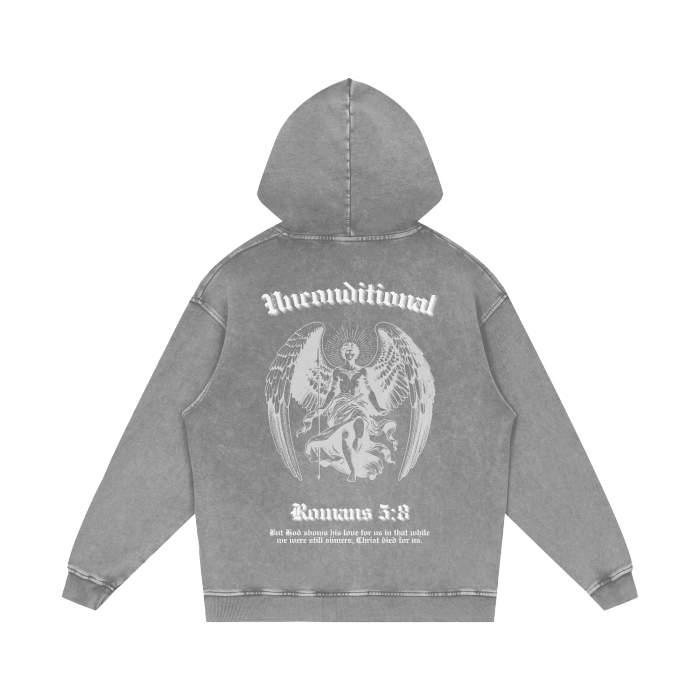 UNCONDITIONAL 005 "STRENGTH" Acid Wash Hoodie