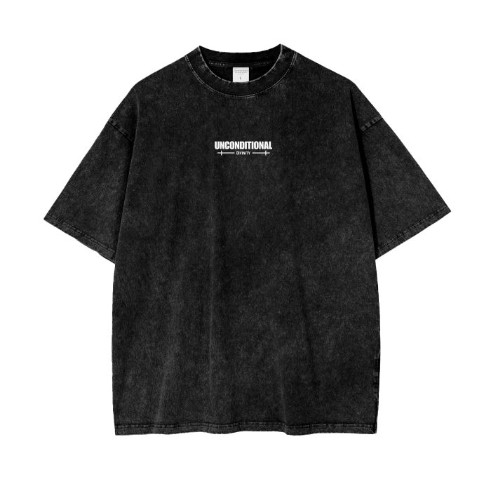 UNCONDITIONAL 002 "DIVINITY" Acid Wash Oversized Graphic Tee